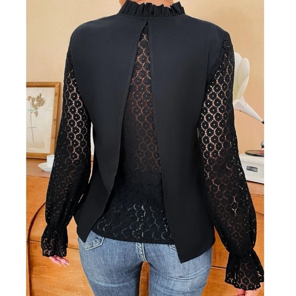 Boho black lace blouse - Picture 3 of 6